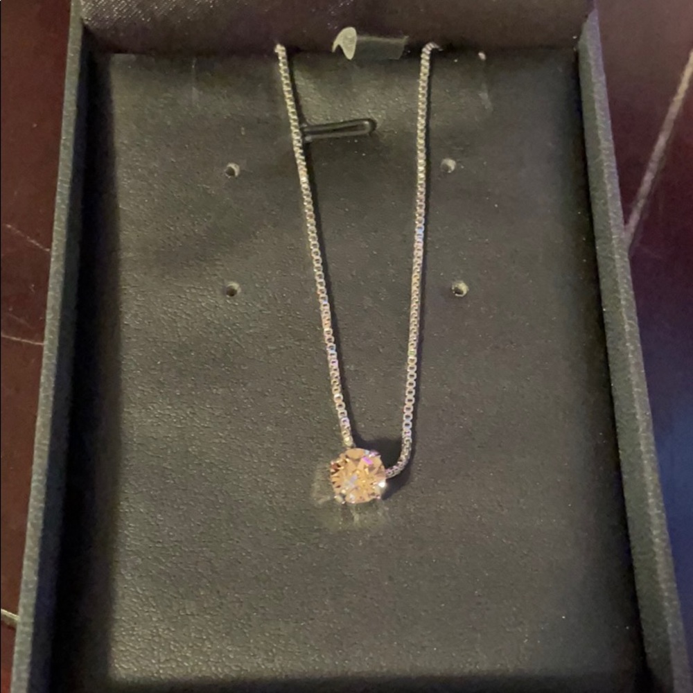 Pink crystal Diamond necklace silver NEW